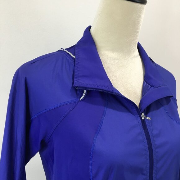 LULULEMON Athletica Blue Zip Pocket Mesh Insert Lightweight Activewear Jacket - Picture 5 of 16